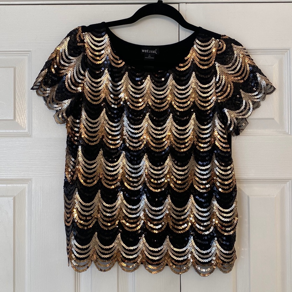 Wet Seal Metallic Sequin Shirt